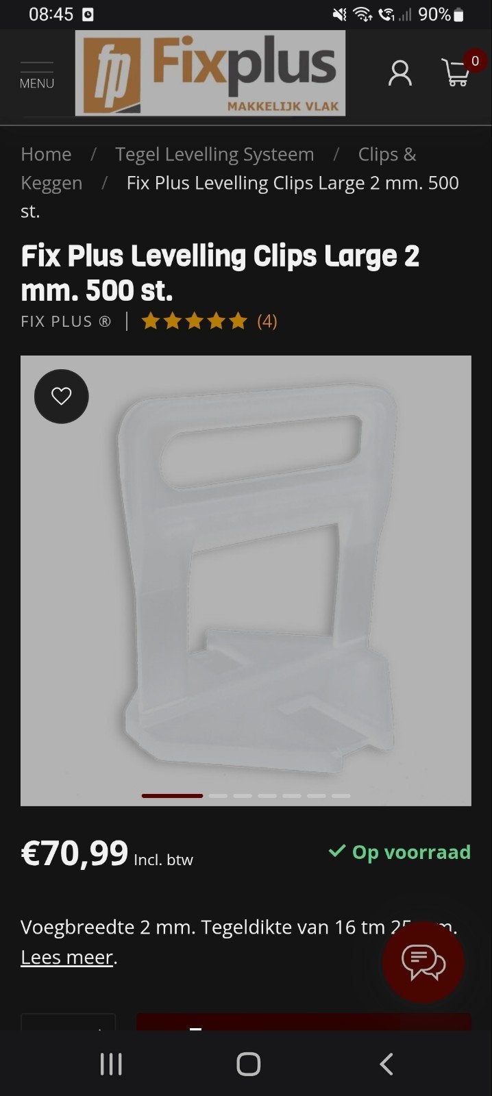 Leveling clips large 2mm. Tegels 16 tot 25mm, Ophalen
