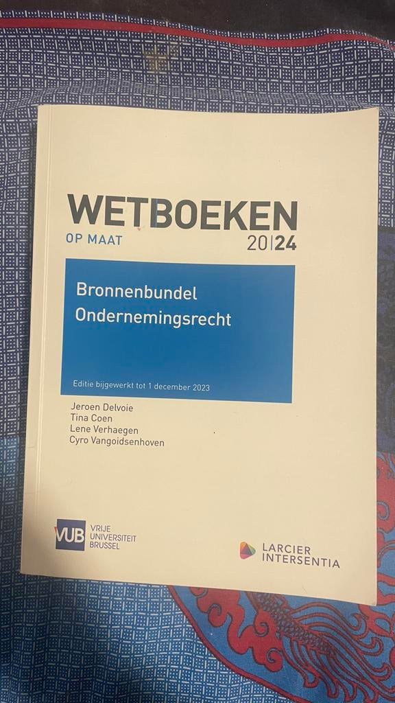 Wetboeken op Maat 2024 - Bronnenbundel Ondernemingsrecht VUB, Boeken, Ophalen of Verzenden, Gelezen, Hoger Onderwijs