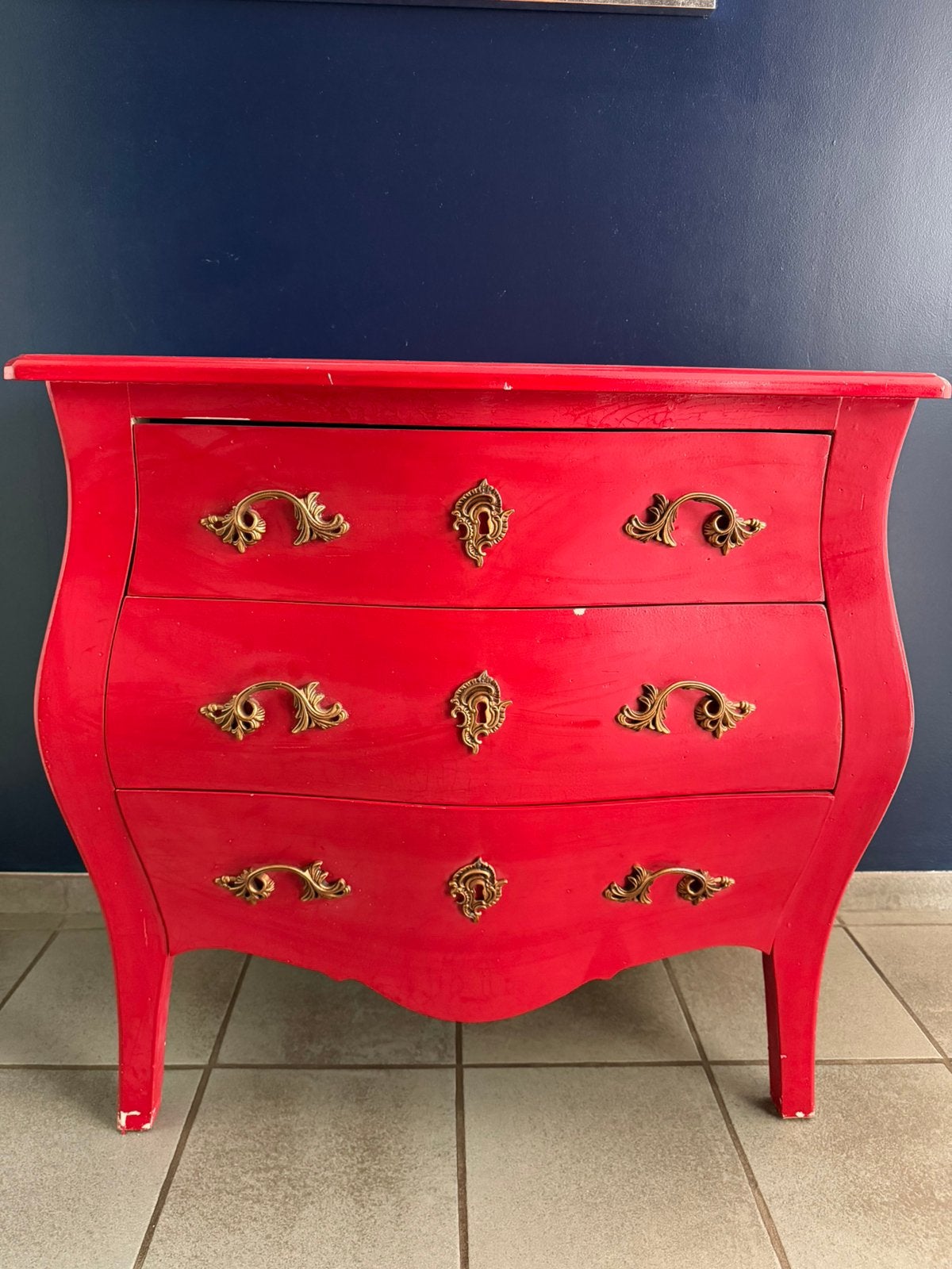 Armoire à tiroirs rouge vintage, 3 ou 4 tiroirs, 25 à 50 cm, Moins de 100 cm, Vintage