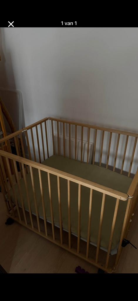 Babybox hout, Kinderen en Baby's, Ophalen, Zo goed als nieuw, Rechthoekig, In hoogte verstelbaar