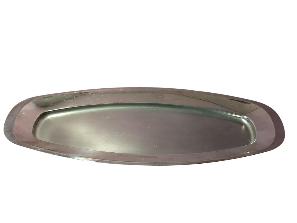 Plat de service inox 49cm x 22cm Fufal vintage année 50-60, Antiquités & Art, Enlèvement