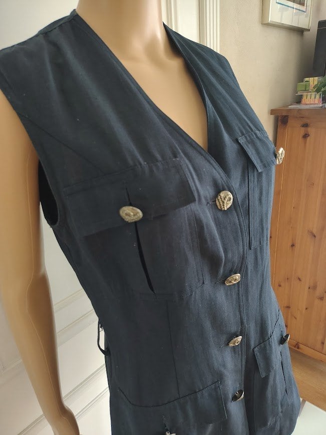 Vintage marine blauwe jurk of tuniek, Kleding | Dames, Jurken, Zo goed als nieuw, Maat 36 (S), Blauw, Knielengte, Verzenden
