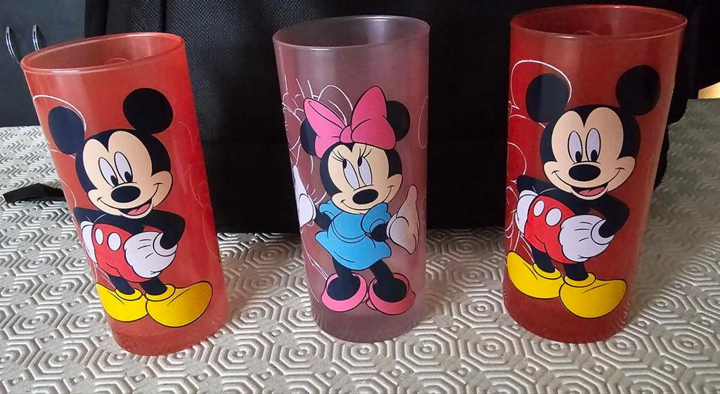 Lot de 3 verres Disney en VERRE, Collections, Disney, Enlèvement