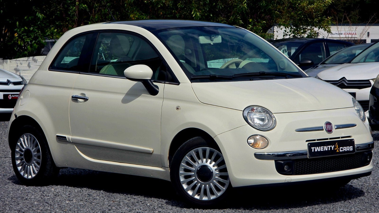 Fiat 500 Benzine Airco Panoramische Dak Weinig KM, Auto's, Voorwielaandrijving, Euro 5, Stof, Beige