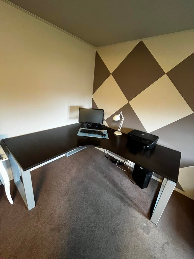 Bureel tafel aluminium/hout, Werkplek, Ophalen, Gebruikt, Bureau