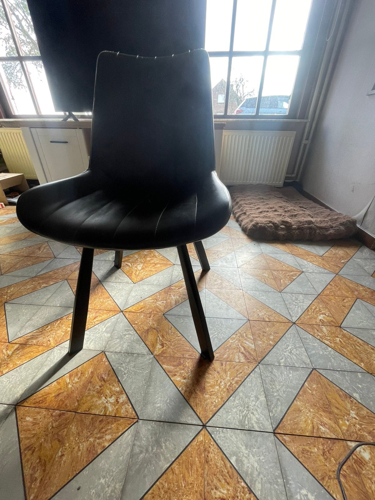 4 x leren stoel, Huis en Inrichting, Ophalen, Gebruikt, Zwart, Leer