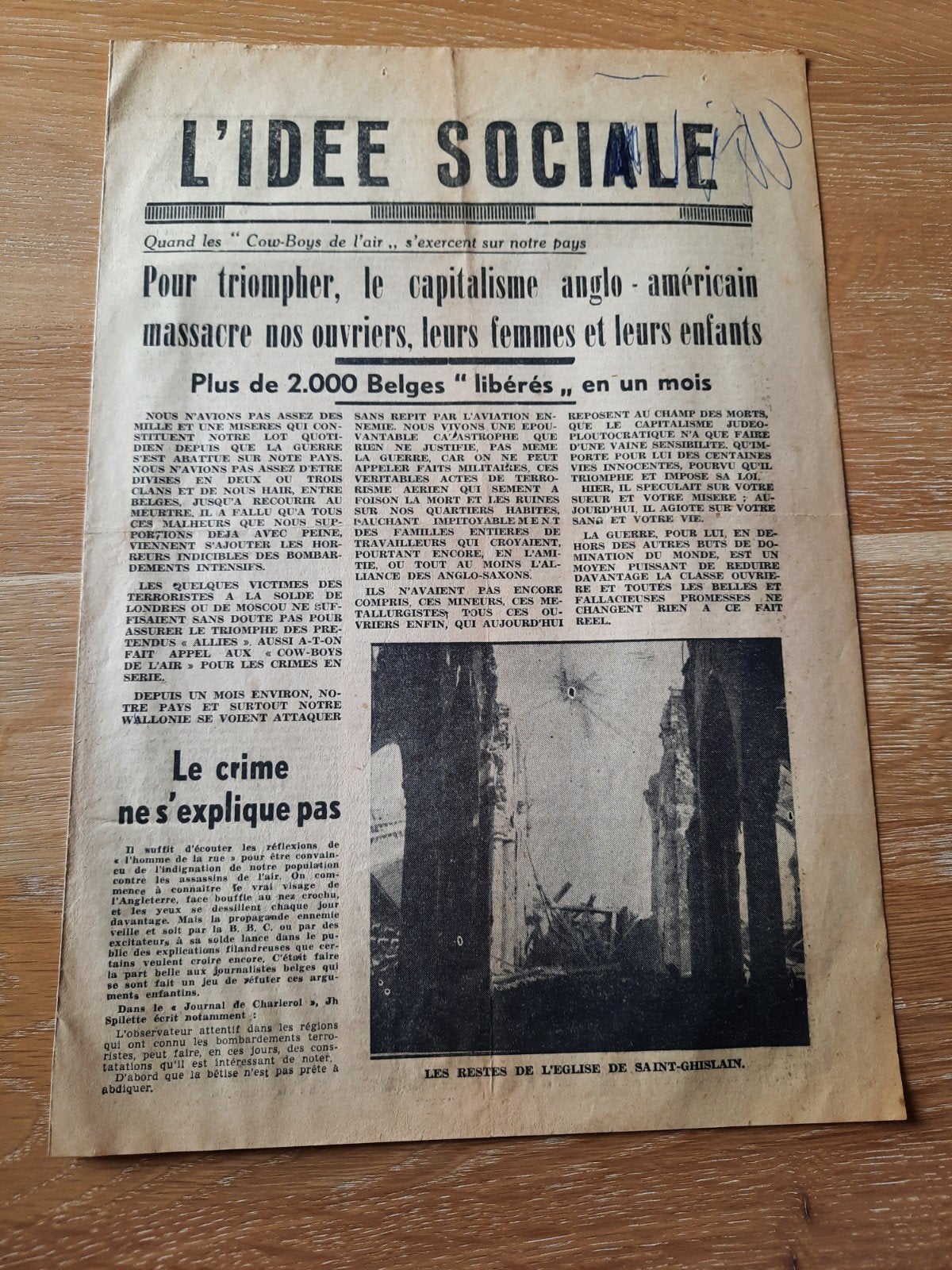 Belgische propagandabrant „L'Idée Sociale”, Ophalen of Verzenden, Krant
