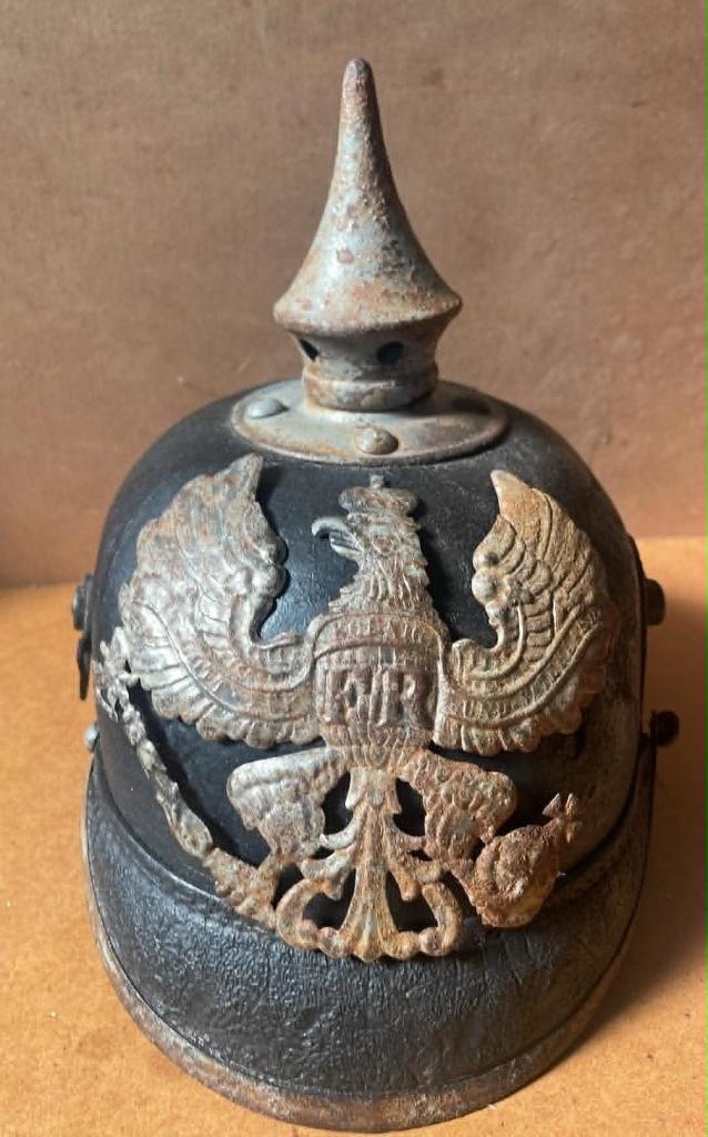 Casque Pickelhaube allemand de la Première Guerre mondiale, Collections, Envoi, Armée de terre, Casque ou Béret