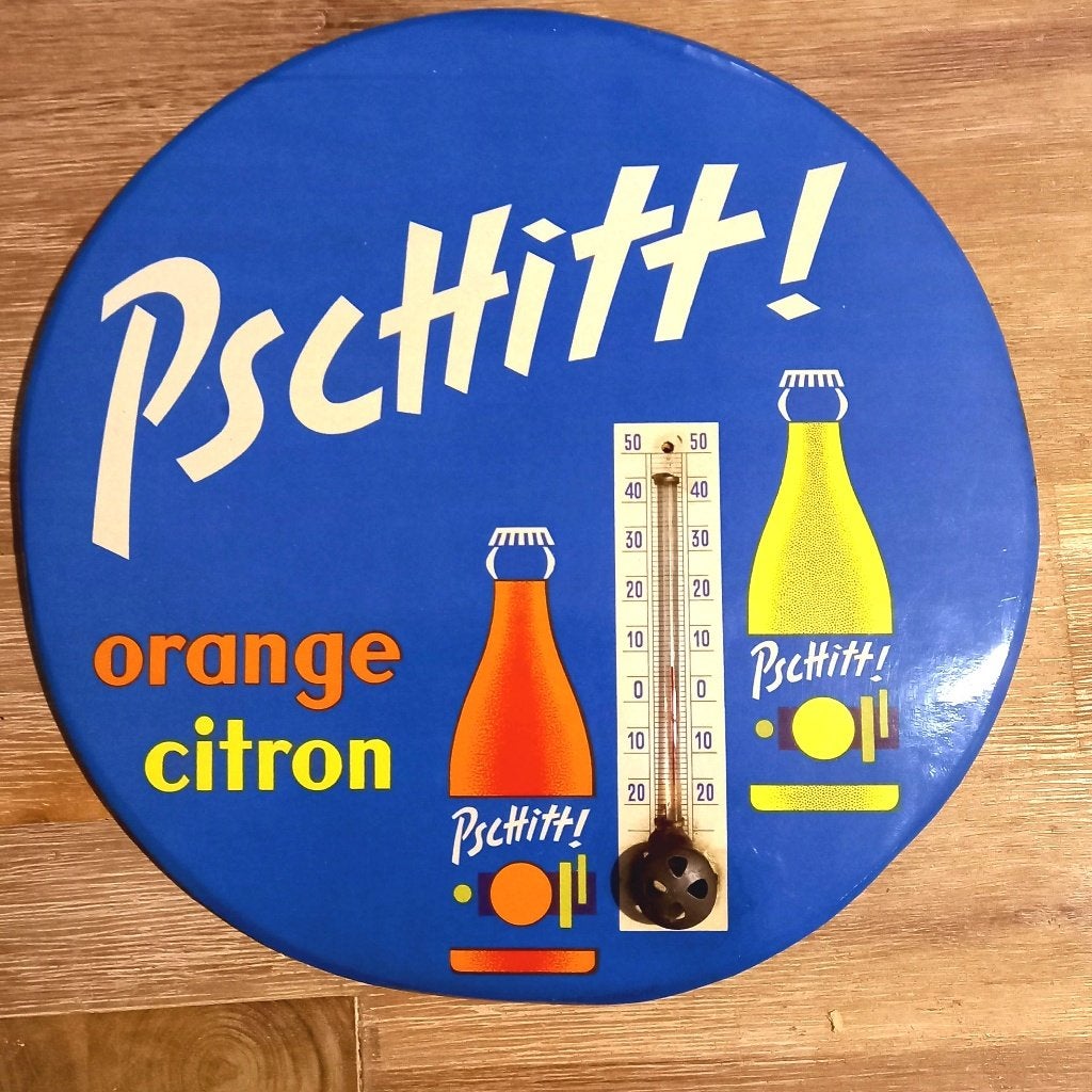Panneau publicitaire vintage à limonade Pschitt ! vers 1960, Enlèvement ou Envoi, Comme neuf, Panneau publicitaire