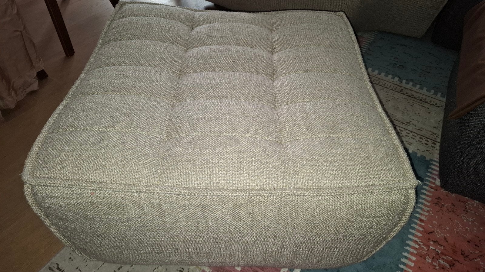 Ethnicraft poef N701 Beige, Huis en Inrichting, Ophalen, Stof