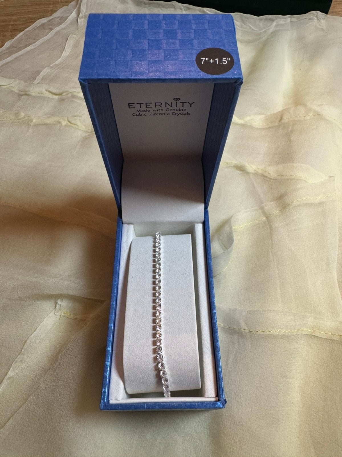 Eternity tennisarmband zilverkleurig zirkonia, Ophalen of Verzenden, Nieuw, Zilver, Zilver