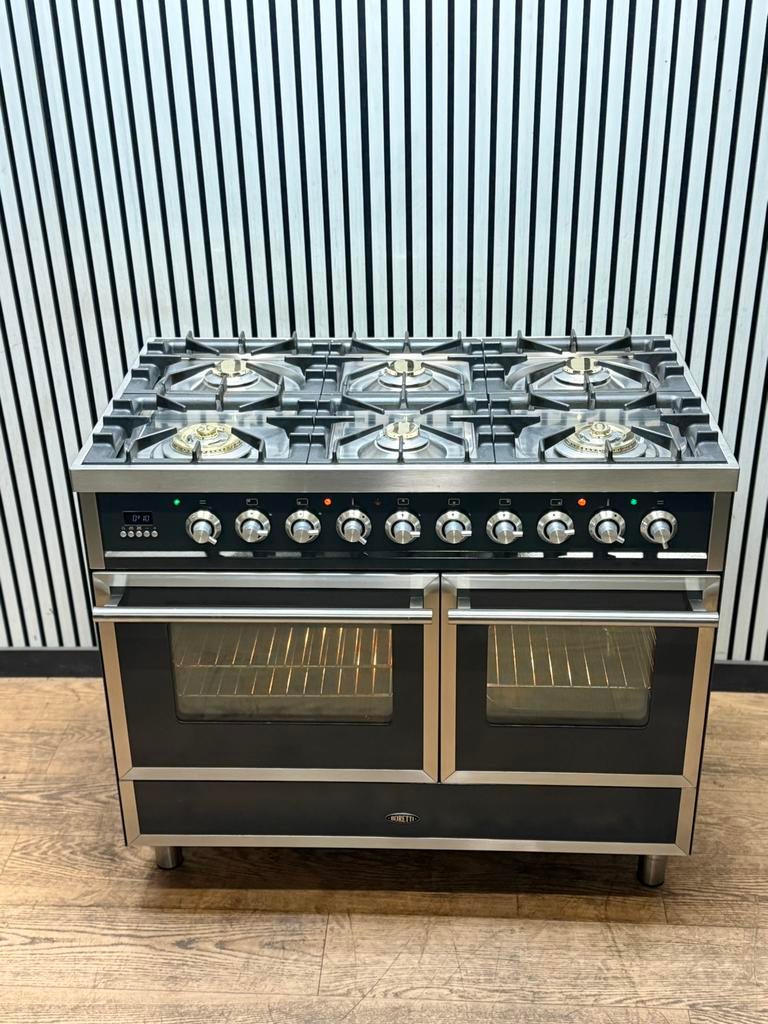 Luxe Boretti 6 pits antraciet met  2 ovens 100 cm, Hete lucht, 60 cm of meer, Ophalen of Verzenden, Zo goed als nieuw
