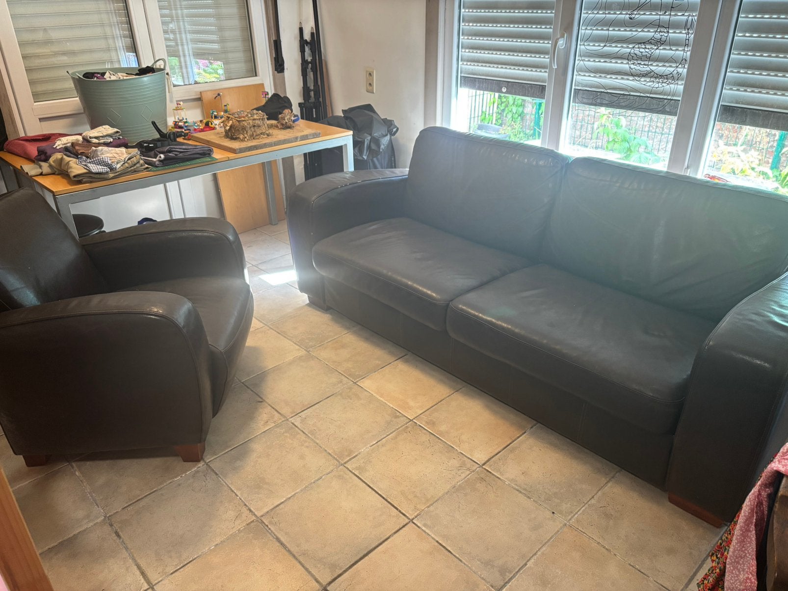 Canapé 3 places et fauteuil 1 place, Maison & Meubles, Canapés | Coins salons complets, Enlèvement, Utilisé, Cuir, Club