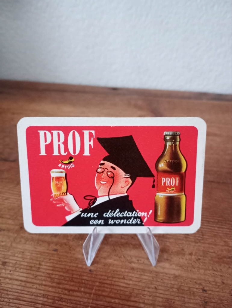 Brasserie bière carte à jouer Prof, Enlèvement ou Envoi, Comme neuf, Panneau, Plaque ou Plaquette publicitaire, Stella Artois