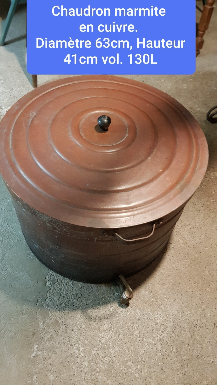 grote koperen ketel, 130 liter, 11 kg, Ophalen, Koper, Zo goed als nieuw, Kookpan