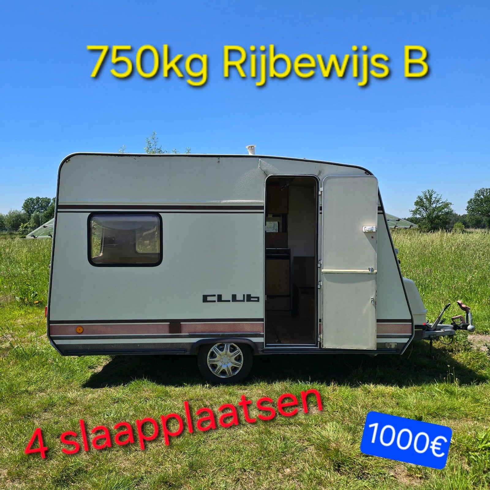 Caravan 750kg rijbewijs B foodtruck werfkeet motocross bouw, Enlèvement