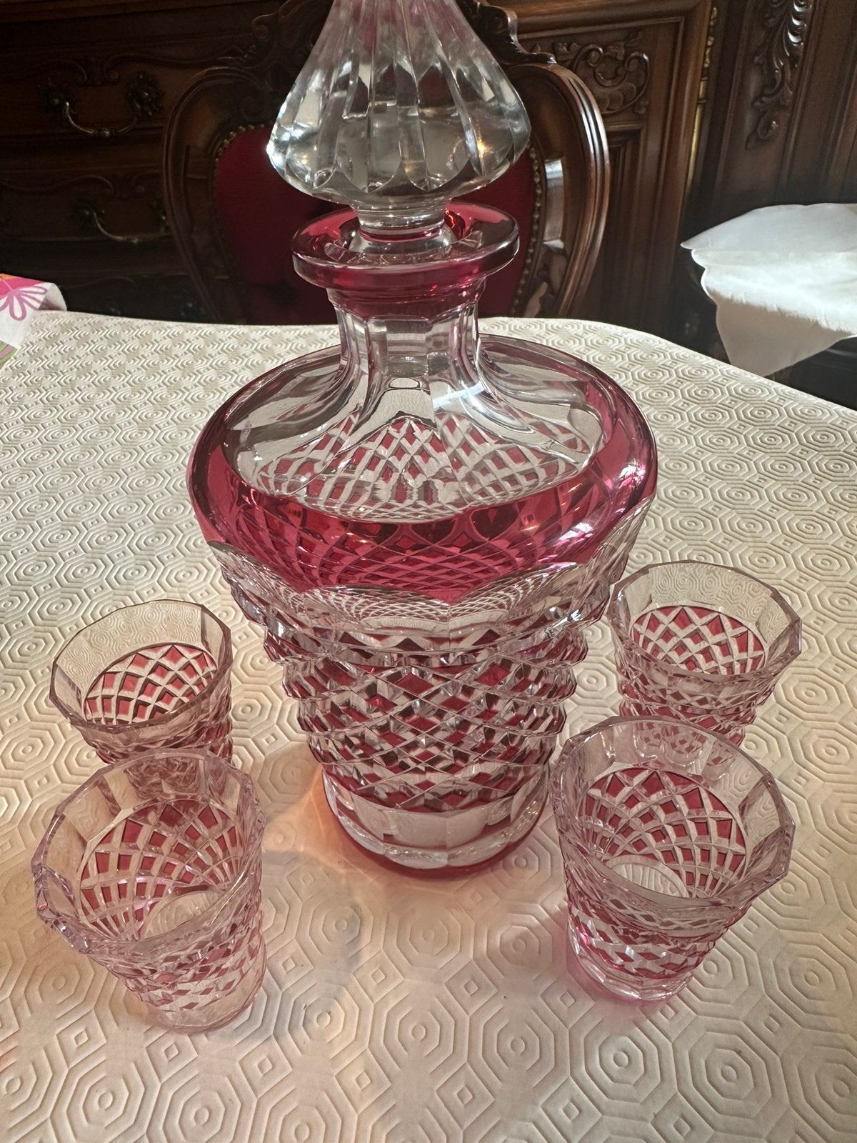 Carafe Vsl avec 4 verres, Antiquités & Art, Enlèvement ou Envoi