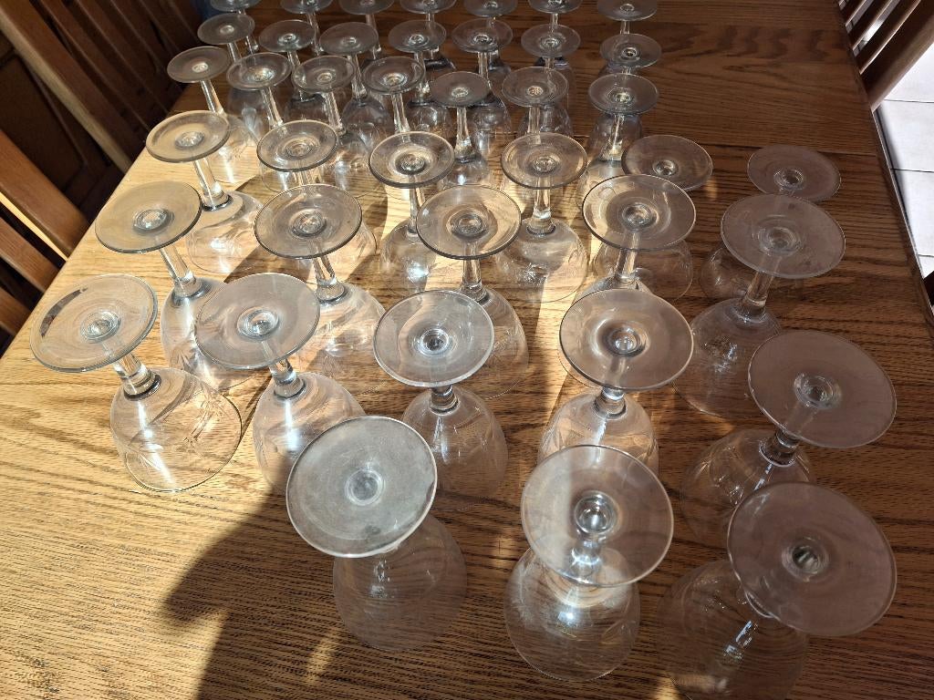 Verres en cristal lot de 43, Antiquités & Art, Enlèvement