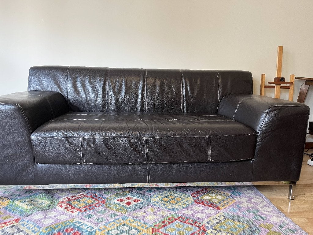 IKEA Vintage leren bank, Ophalen, 150 tot 200 cm, Tweepersoons, Zo goed als nieuw