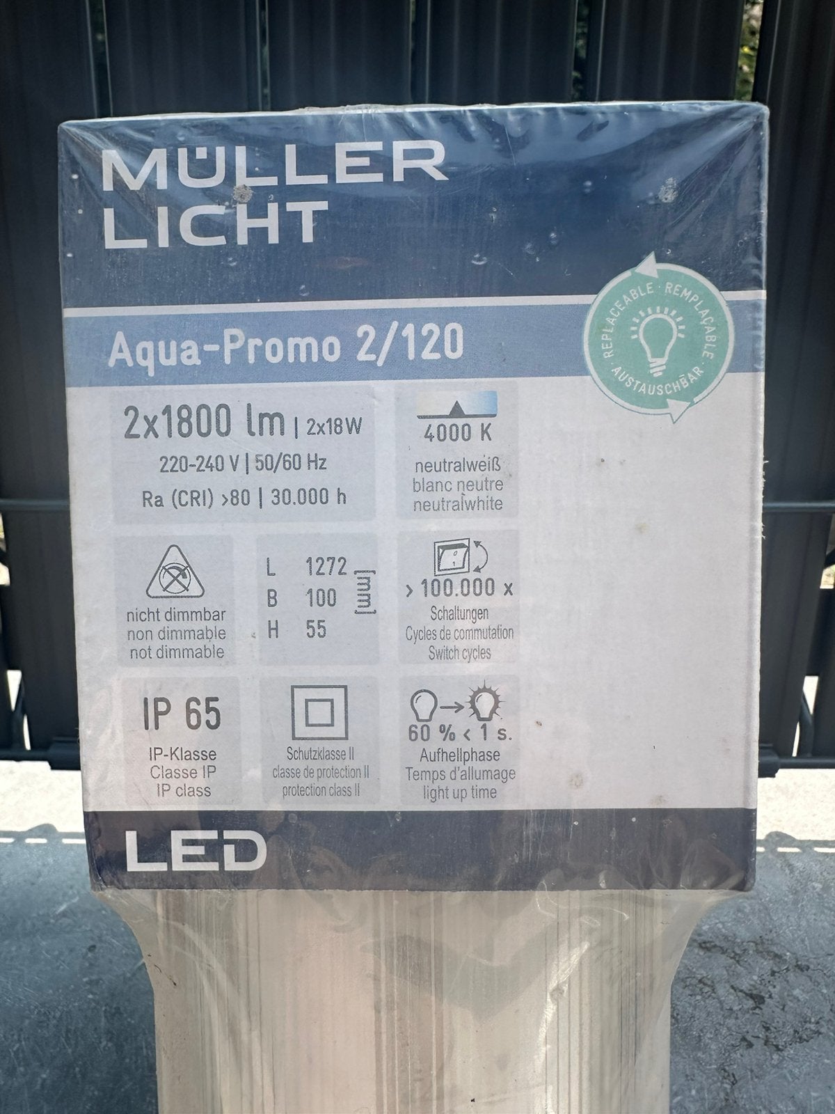 Réglette LED étanche Müller Licht Aqua-Promo 2/120 – NEUVE, Maison & Meubles, Lampes | Autre, Comme neuf, Résistant à l'eau, Blanc