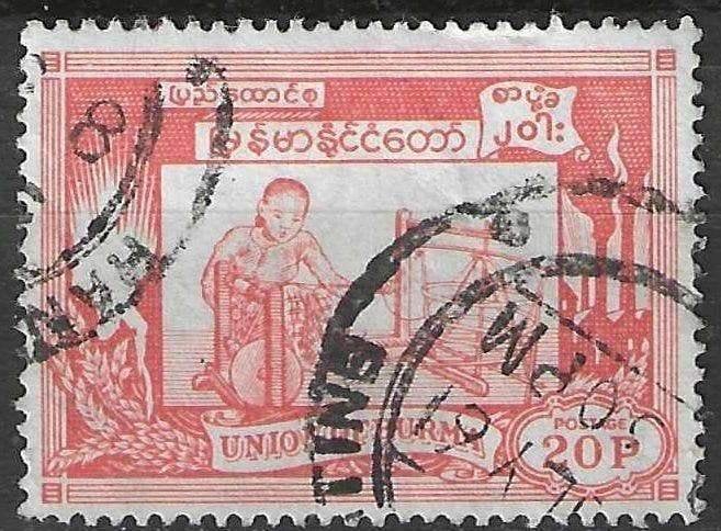 Birma 1954 - Yvert 59 - 1 Jaar Onafhankelijkheid - 20 p (ST), Verzenden, Gestempeld