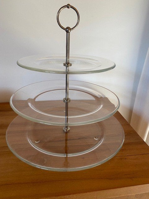 Etagère in glas met 3 niveaus, Ophalen, Zo goed als nieuw, Etagère, Glas