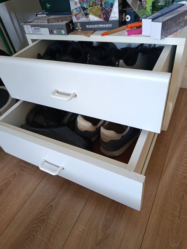 Meuble de rangement sur roulettes avec 2 tiroirs - Blanc, Enlèvement, Utilisé