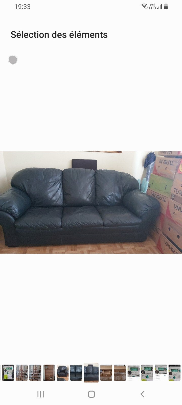 CANAPÉ EN CUIRE VÉRITABLE DE VACHE 400€ PRIX NEGOCIABLE, Enlèvement