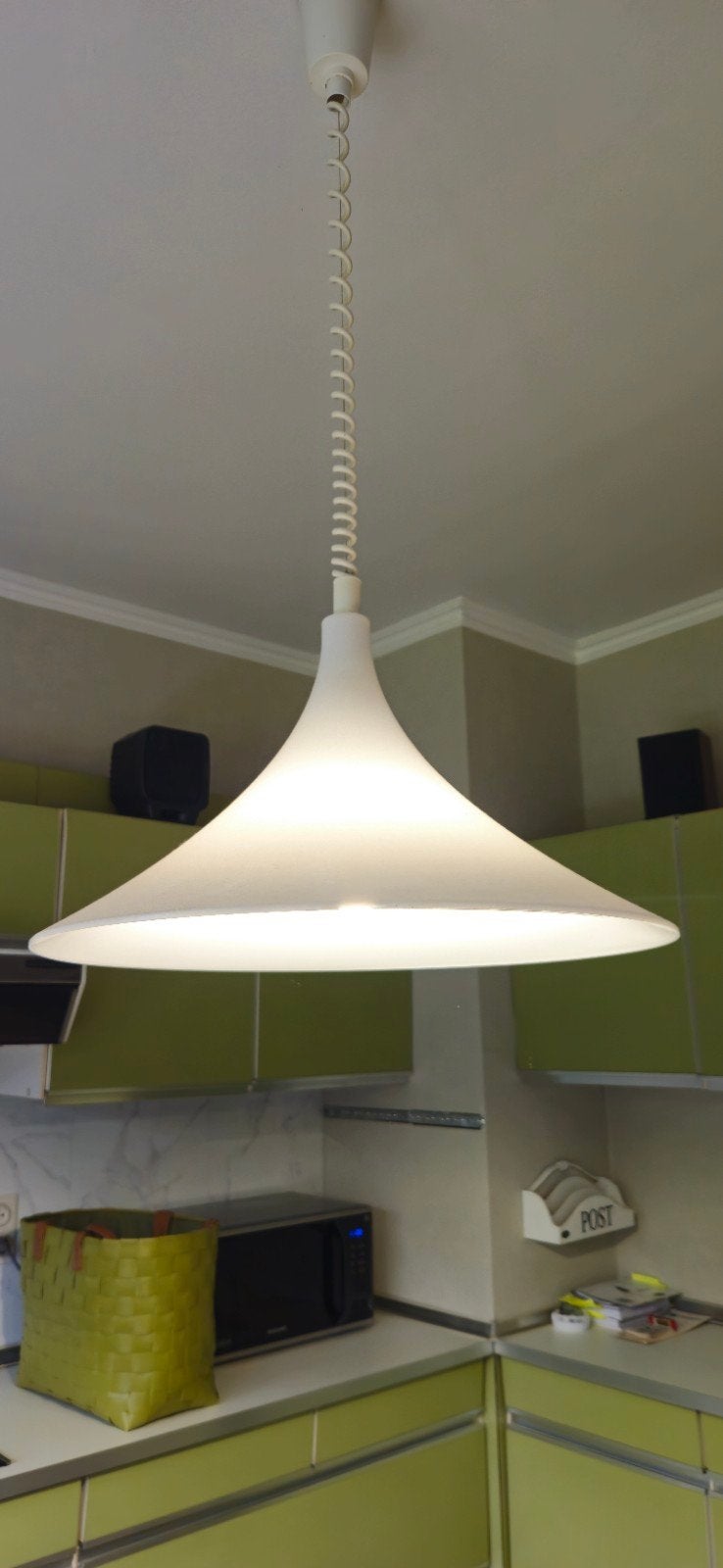 Vintage trompetvormige hanglamp, Ophalen