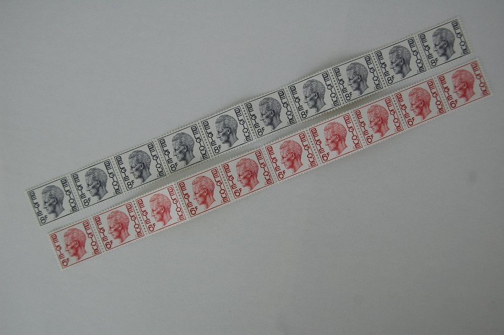 BOUDEWIJN : 2 x 10 timbres de 6 francs et 8 francs, Neuf, Non oblitéré, Timbre-poste, Maison royale