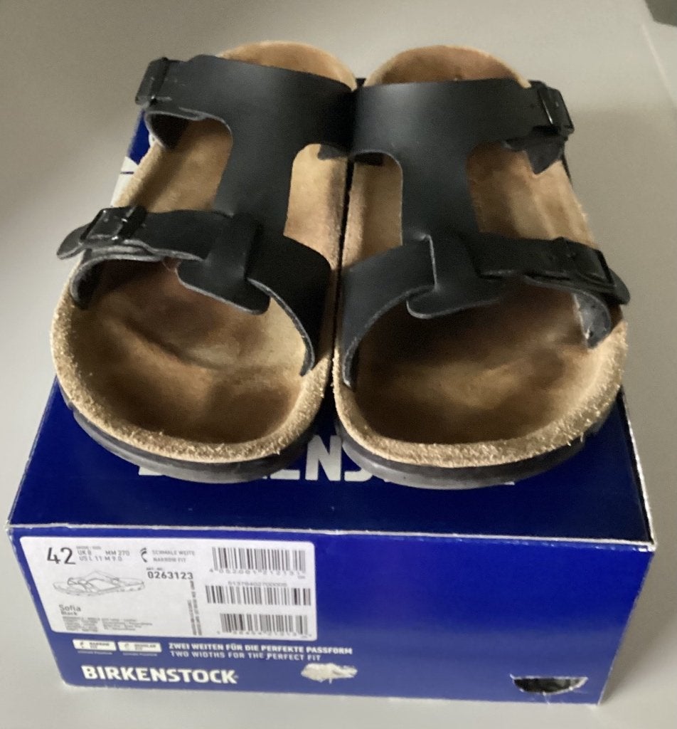 Birkenstock slippers zwart, maat 42, Enlèvement, Porté, Birkenstock, Sandales de bain