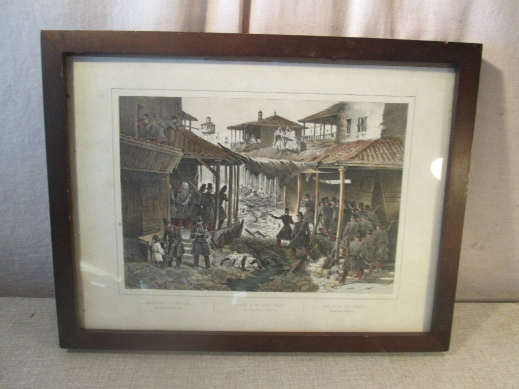 Belle gravure ancienne 'Bataille de Constantine 1837'  43x33, Enlèvement ou Envoi, Militaire, Gravure, Encadré