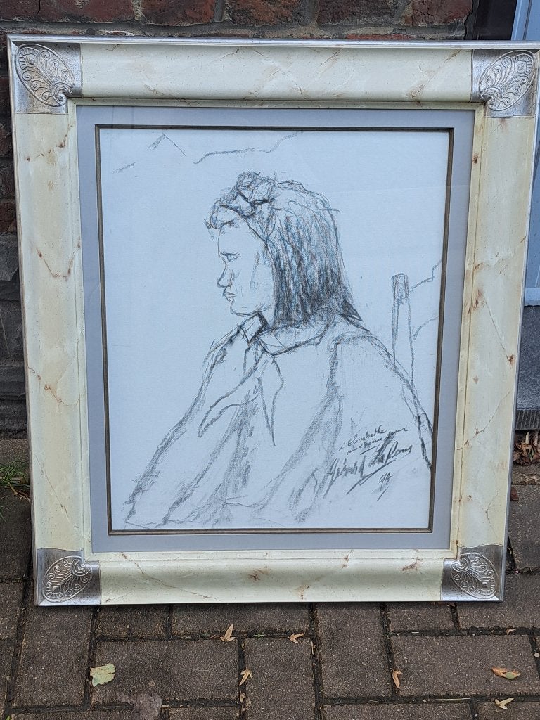 dessin sur toile encadre signe gerard le roux, Antiek en Kunst, Ophalen