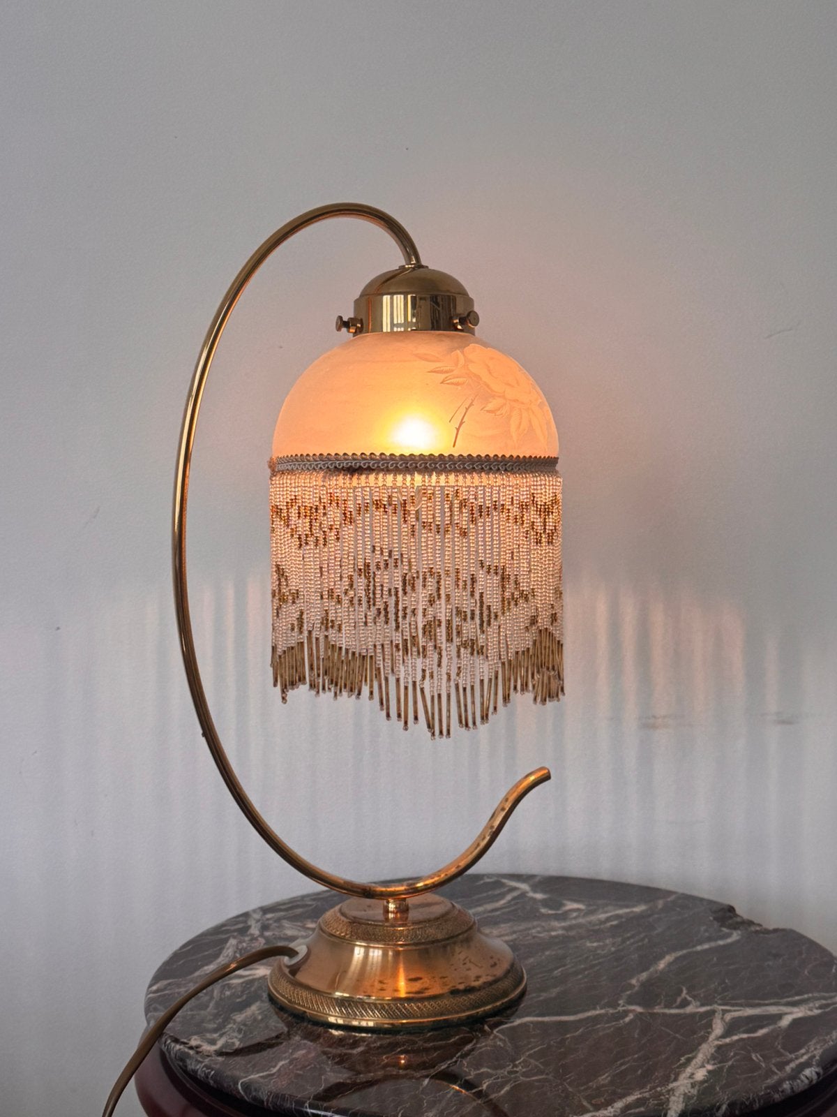 Lampe style boudoir / rétro, Maison & Meubles, Lampes | Lampes de table, Enlèvement ou Envoi, Utilisé, Verre