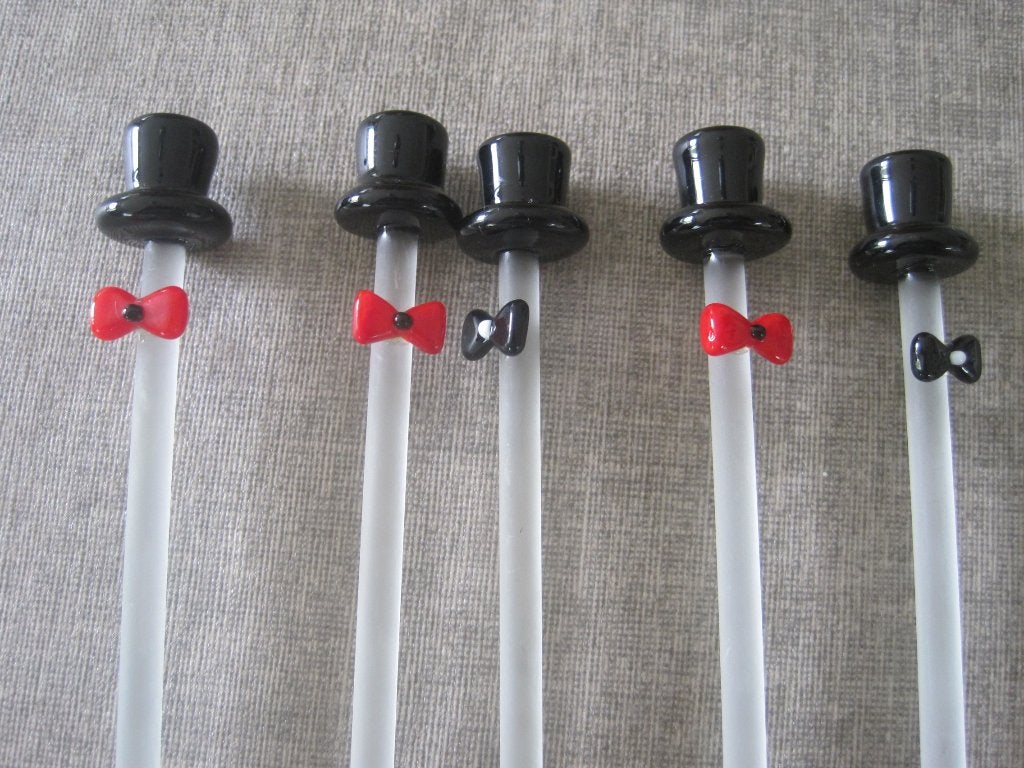 5 agitateurs à cocktails en verre de Murano, Collections, Enlèvement ou Envoi, Comme neuf, Autres types
