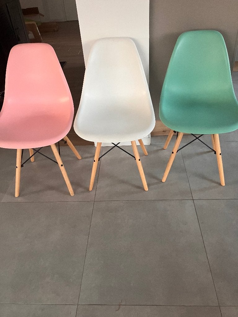 Lot de 5 chaises scandinaves de couleur, Maison & Meubles, Chaises, Bois, Autres couleurs, Comme neuf, Enlèvement