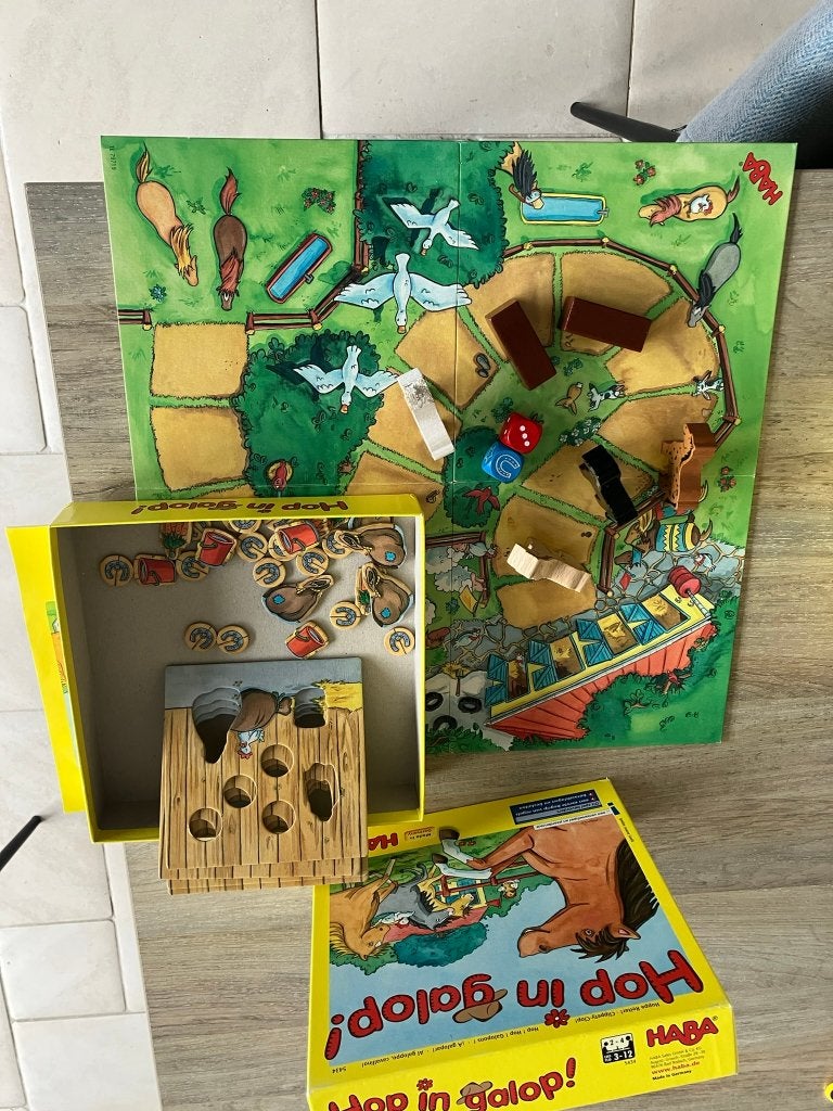 Jeu de société Haba - Sautez au galop, Hobby & Loisirs créatifs, Trois ou quatre joueurs, Enlèvement, Comme neuf, Haba