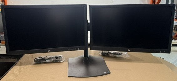 Lot de 2 écrans HP V241p 24"  avec support double réglable, HD, DisplayPort, Enlèvement, Réglable en hauteur