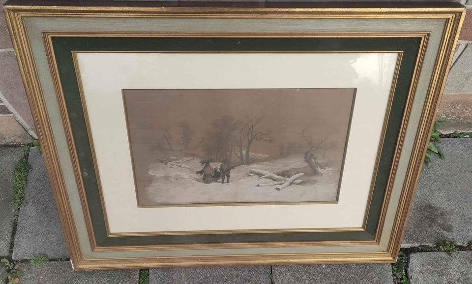 Fusain pastel signe marie glovany 1871, Antiquités & Art, Enlèvement ou Envoi, Dessin