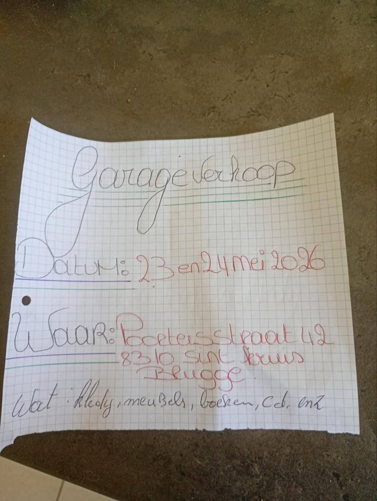23/24 mei garage uitverkoop, Enlèvement