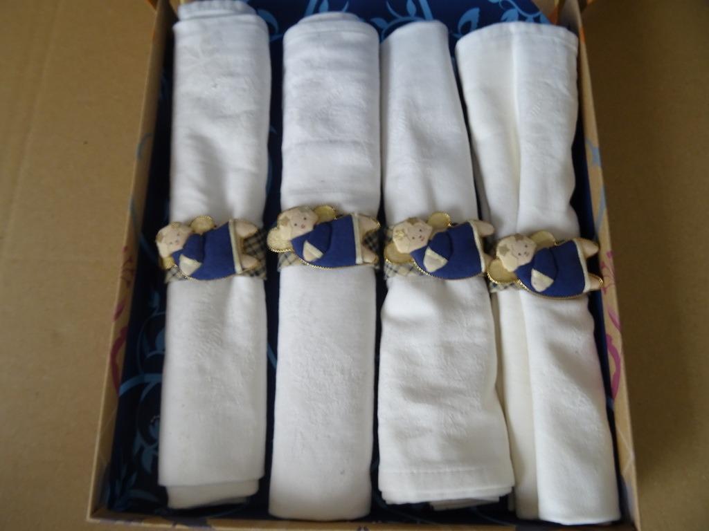 Serviettes luxe en tissu Pukka avec rond de serviette ange4x, Antiquités & Art, Curiosités & Brocante, Enlèvement ou Envoi