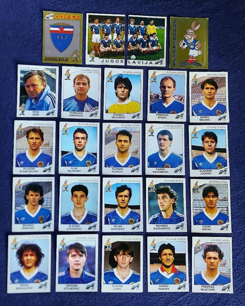24 versch. Panini stickers voetbal 'Euro 1992 - Joegoslavië', Hobby en Vrije tijd, Stickers en Plaatjes, Nieuw, Meerdere stickers