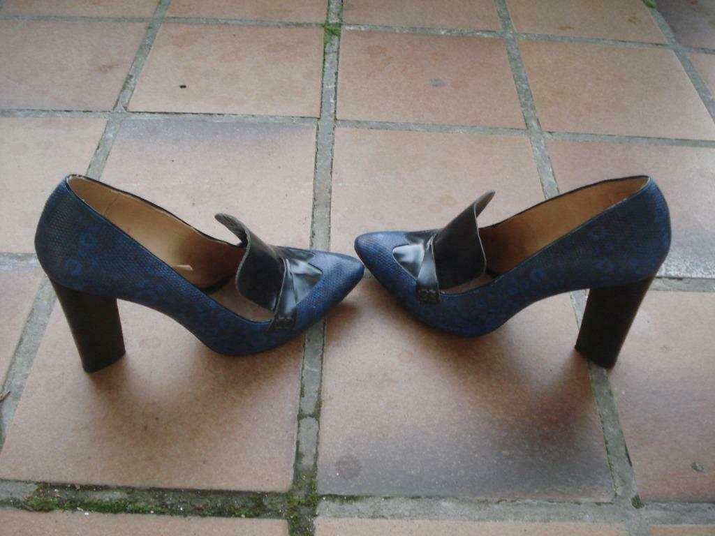 Gratis verzenden zwarte leren 90s vintage blokhak pumps mt38, Kleding | Dames, Schoenen, Verzenden, Zwart, Zo goed als nieuw, Schoenen met hoge hakken
