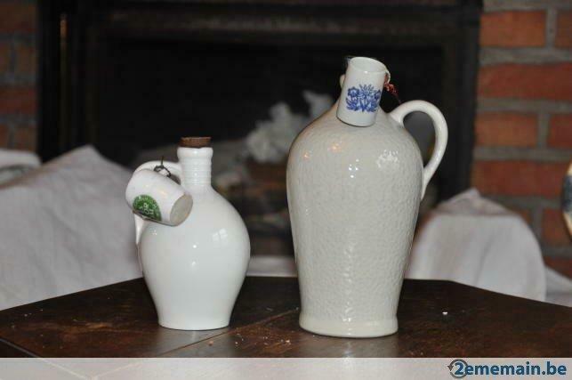 2 bouteilles grés emaillé avec leur mini chope, Enlèvement ou Envoi, Utilisé
