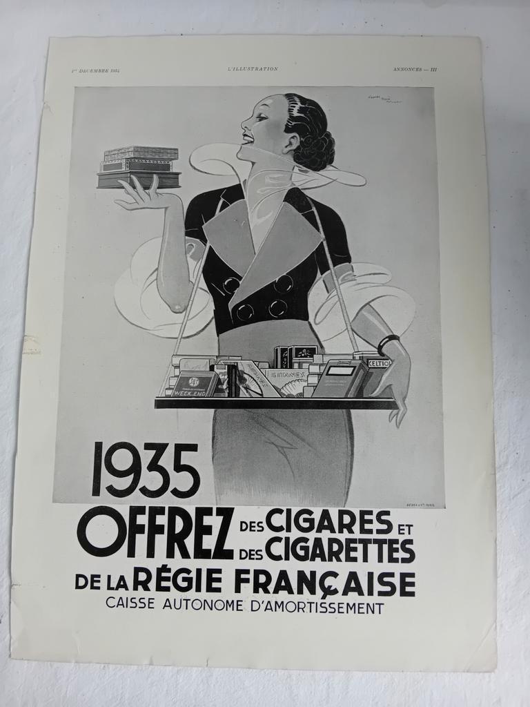 Ancienne publicité Offrez des cigarettes et cigares 1934, Enlèvement ou Envoi, Utilisé, Autres types