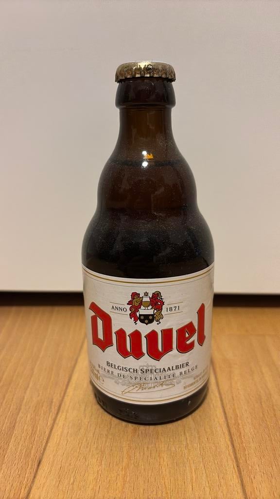 Duvel flesje etiket engel duivel (ongeopend), Verzamelen, Ophalen, Zo goed als nieuw, Duvel