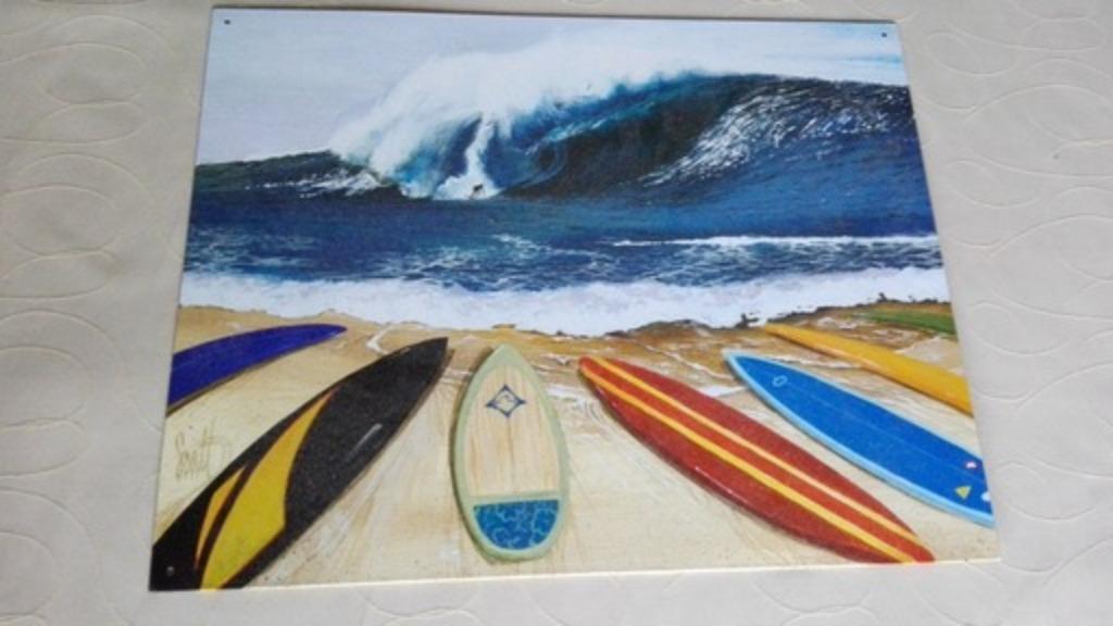 wandlijst metalen plaat zee surfen, Huis en Inrichting, Ophalen of Verzenden, Nieuw