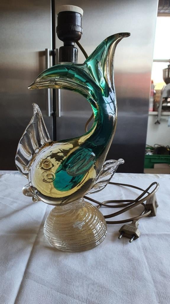 Murano lampen uit Vis uit 1950 Hoog 35,5 cm Gewicht 2,3 kg, Ophalen, Zo goed als nieuw, 50 Jaren, Minder dan 50 cm