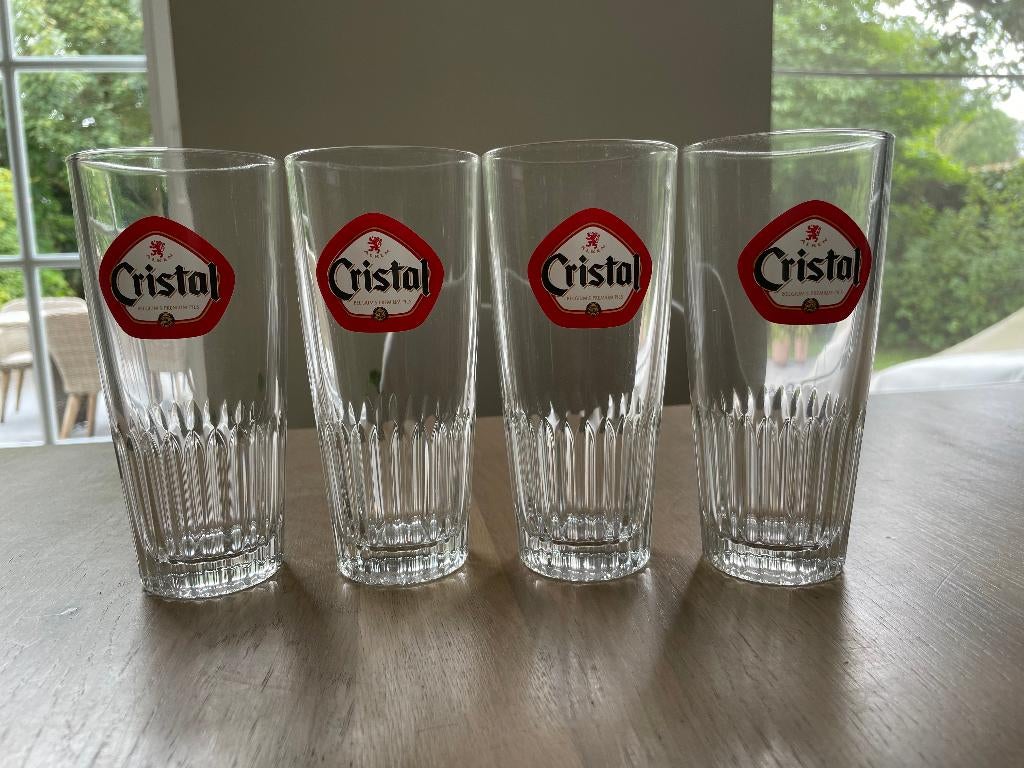 4 bierglazen Cristal, Enlèvement ou Envoi, Utilisé, Verre à bière