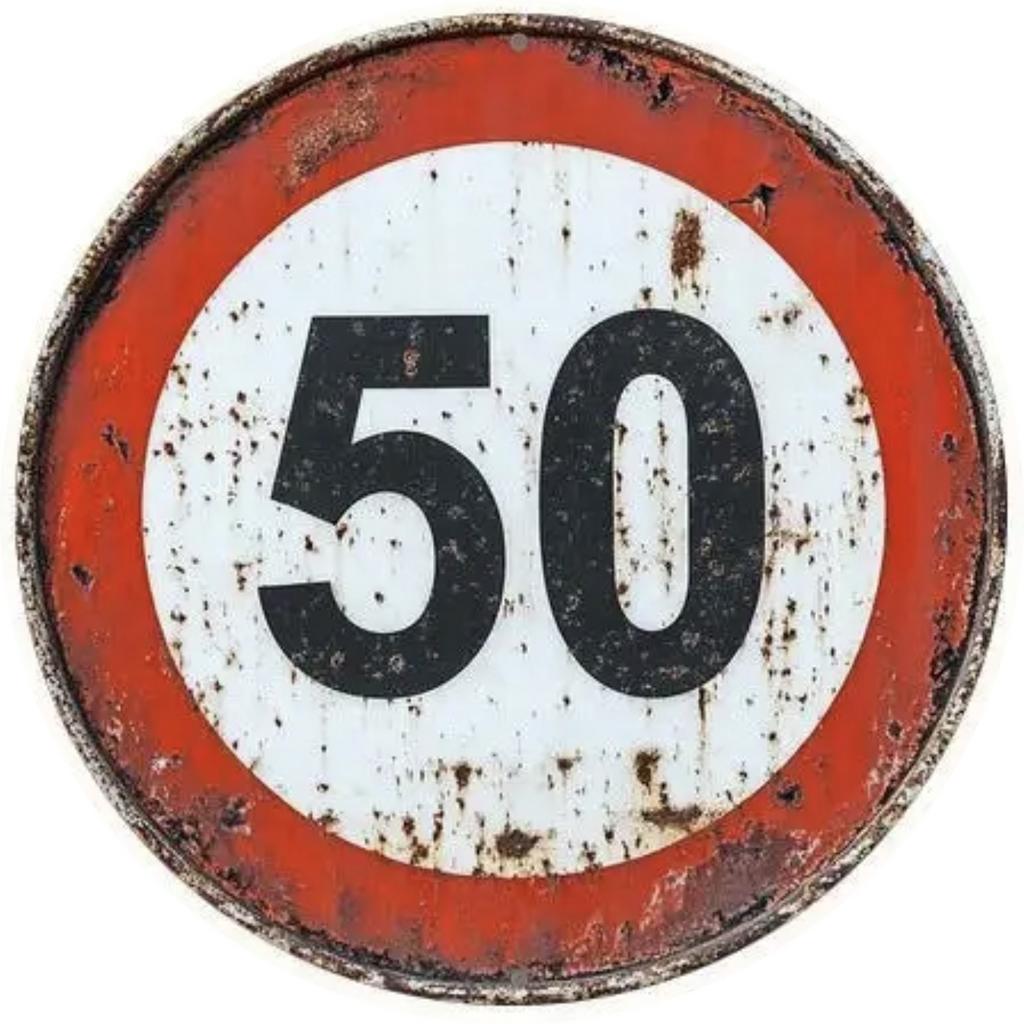 Panneau de signalisation en métal 50 - rétro vintage mancave, Enlèvement ou Envoi, Comme neuf, Décoration